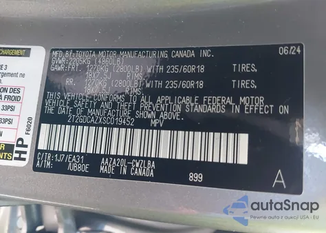 2025 Lexus Nx 250 Premium z USA, uszkodzony, nr VIN 2T2GDCAZXSC019452